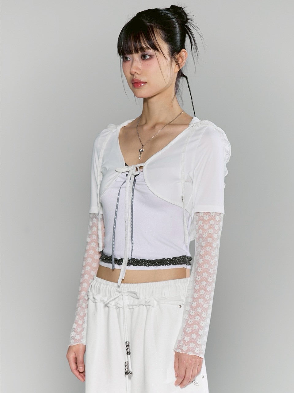 【CHERRYQUIRI】frill layered lace hoody cd