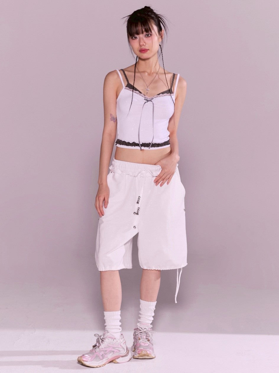 【CHERRYQUIRI】stud twinkle jogger bermuda pt