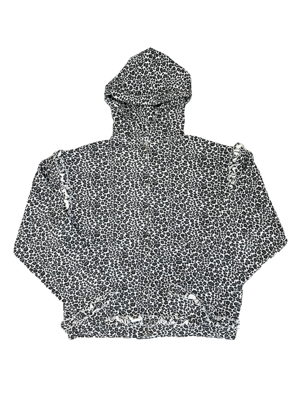 【GATELESS】 LEOPARD FRILL ZIP UP HOODIE / 【ゲートレス】レオパードフリルジップアップパーカー