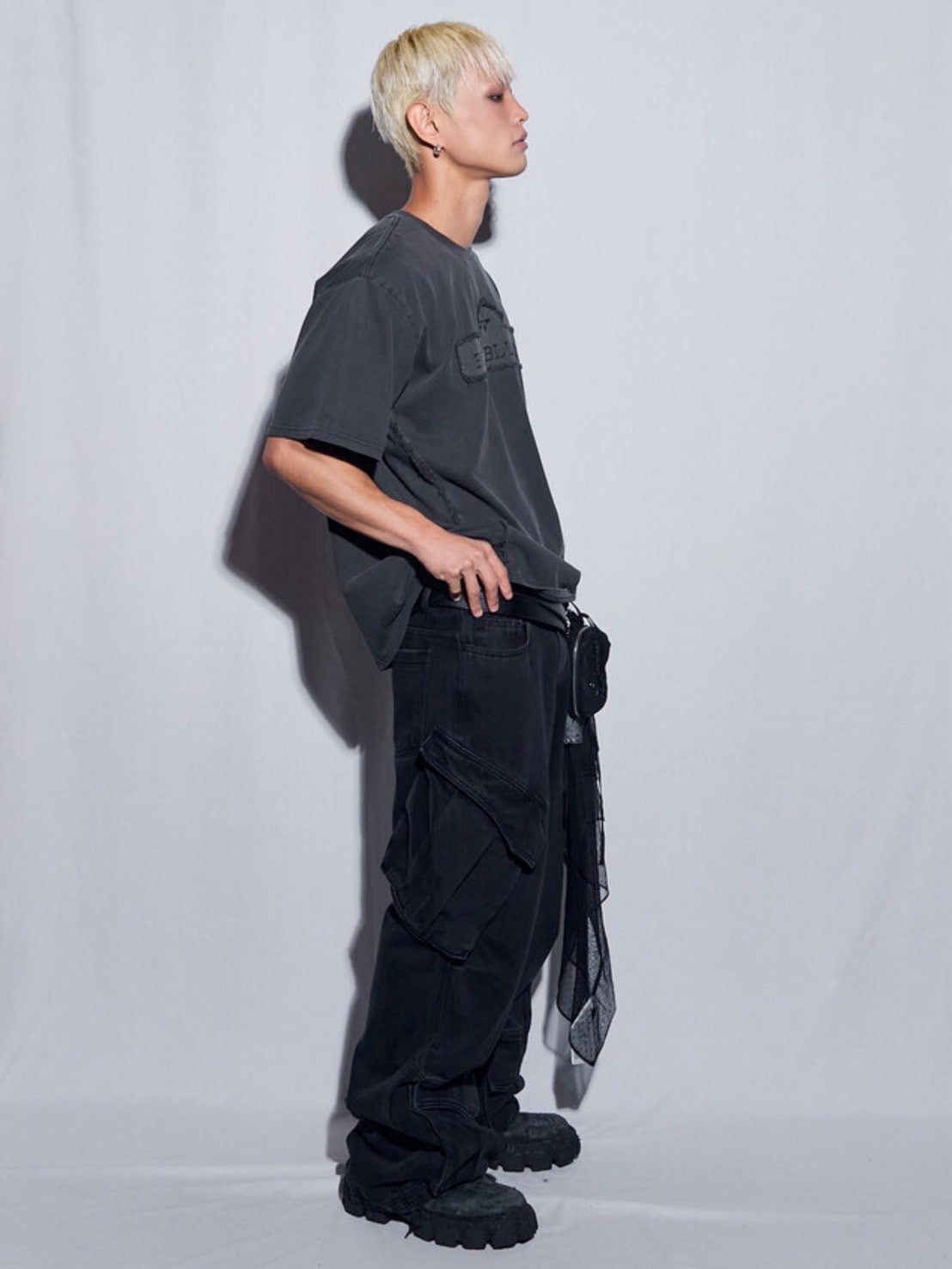 【BLR BLUER】Utility Cargo Washed Denim Pants