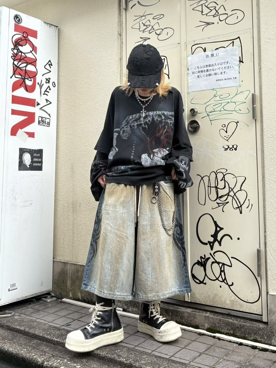 受注制【Never mind the XU】tribal denim half pants / 【エックスユードッグ】トライバルデニムハーフパンツ