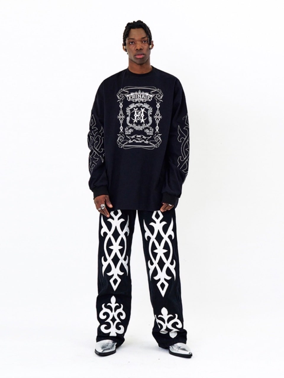 【E RIN AI E】BRIGHT TRIBAL PARTY DENIM PANTS