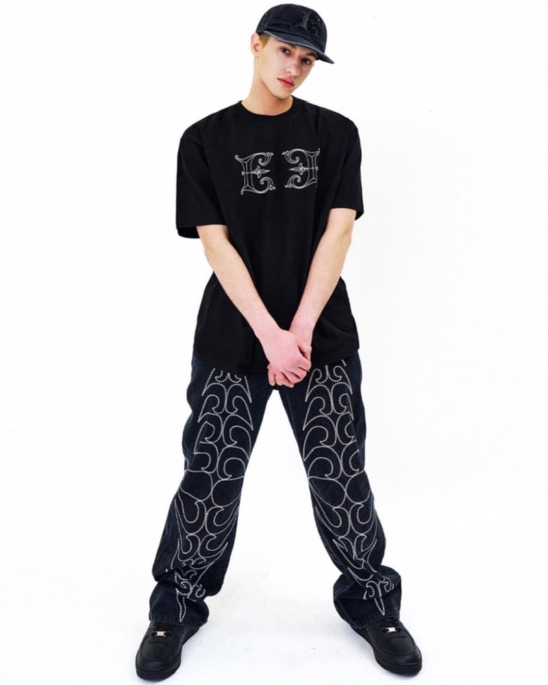 【E RIN AI E】TRIBAL SPEAR DENIM PANTS