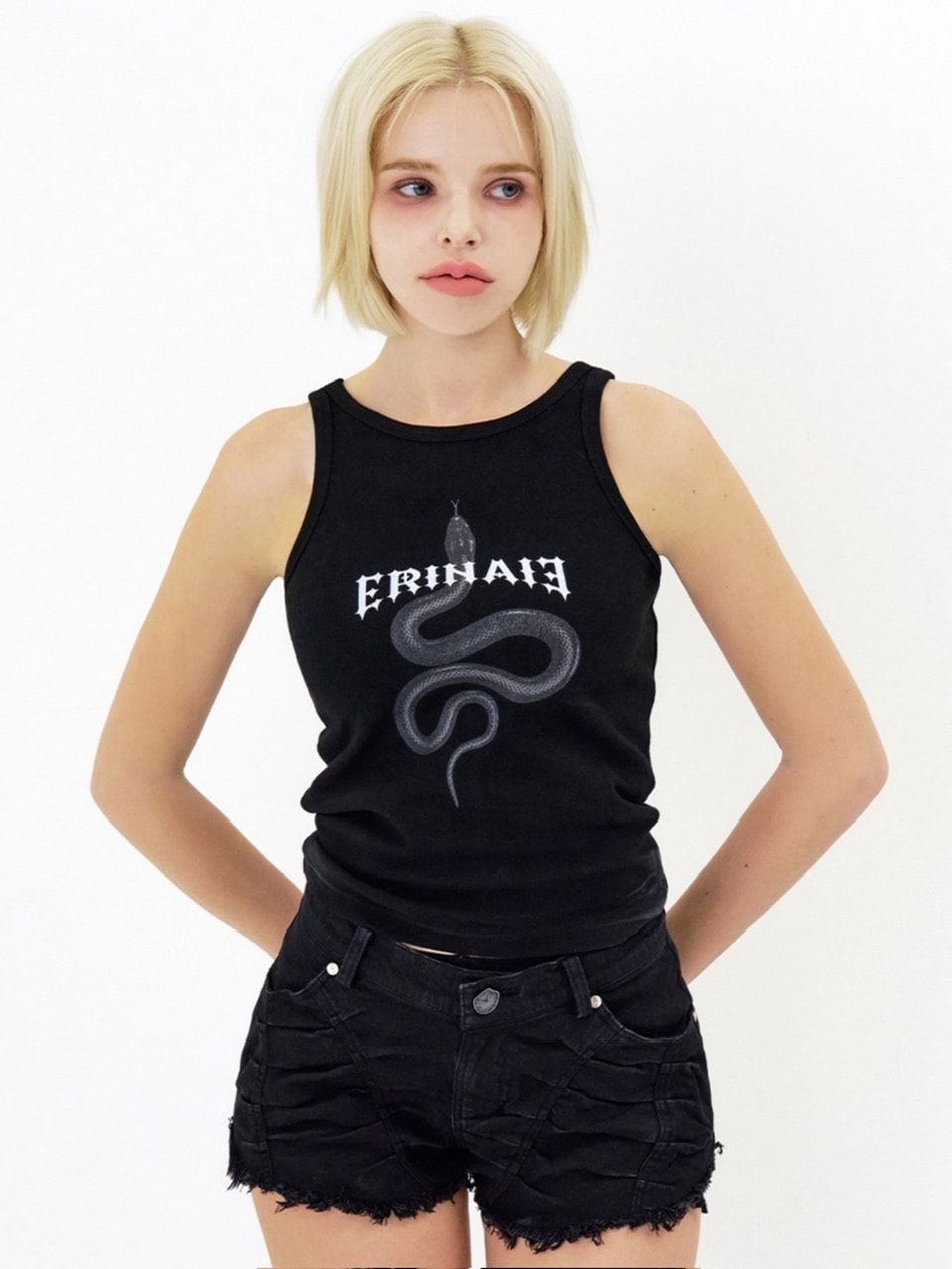 【E RIN AI E】BLACK MAMBA SLEEVELESS