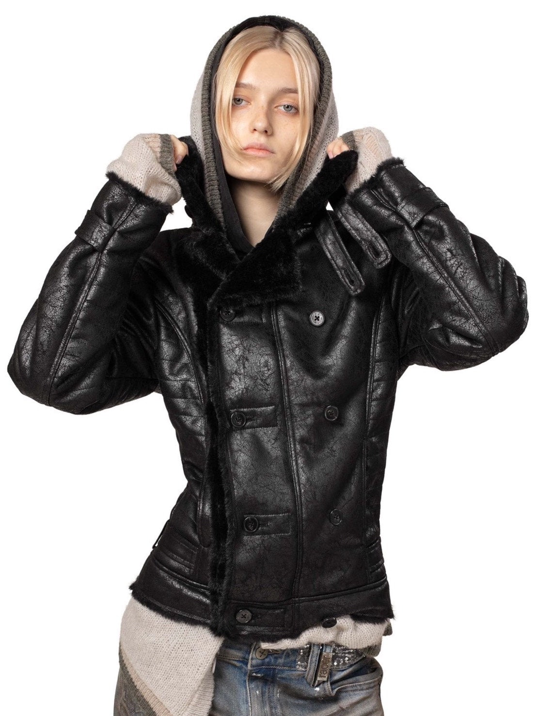 【RACER WORLDWIDE】Faux Leather Jacket【レーサーワールドワイド】コーティングファージャケット