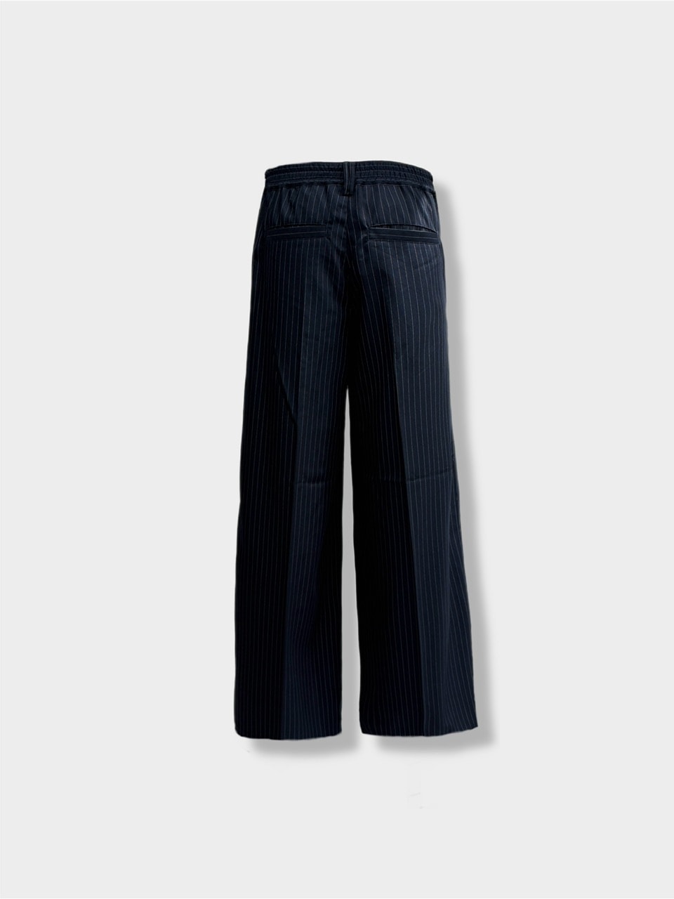 【CS】stripe cross tuck drape slacks (navy)