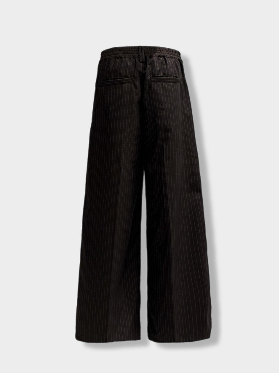 【CS】stripe cross tuck drape slacks (brown)