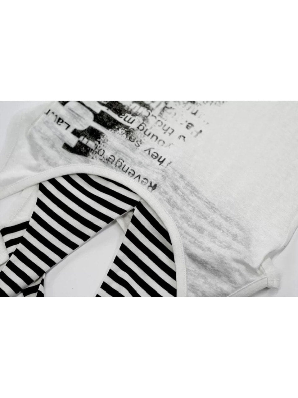 【Cest Nous】Graffiti Tank Top / 【セヌー】2wayグラフィックボーダーレイヤードタンクトップ