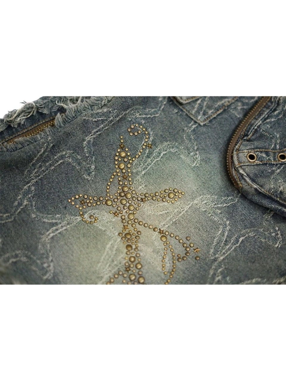 【Cest Nous】Star & Cross Denim Bag / 【セヌー】デニムショルダーバッグ