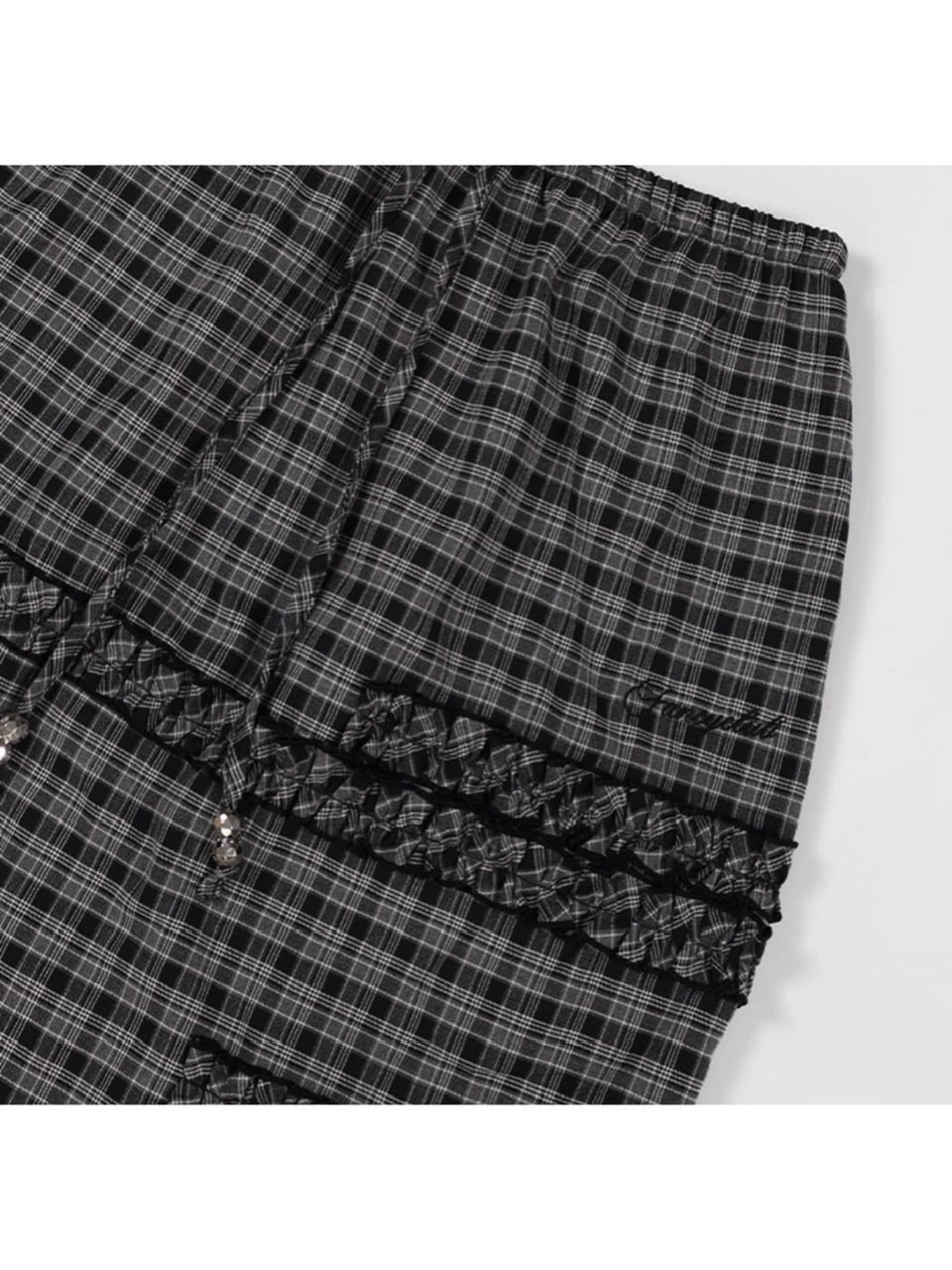 【FANCY CLUB】SHUSHU FRILL CHECK MIDI SKIRT / 【ファンシークラブ】シュシュフリルチェックミディスカート