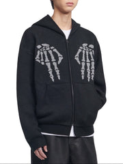 【NOMANUAL】NM SKULL HAND COWICHAN HOODED ZIP-UP