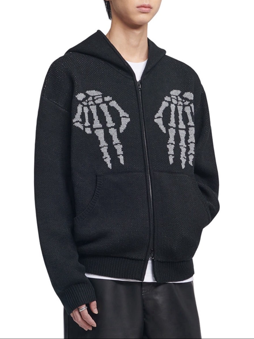 【NOMANUAL】NM SKULL HAND COWICHAN HOODED ZIP-UP