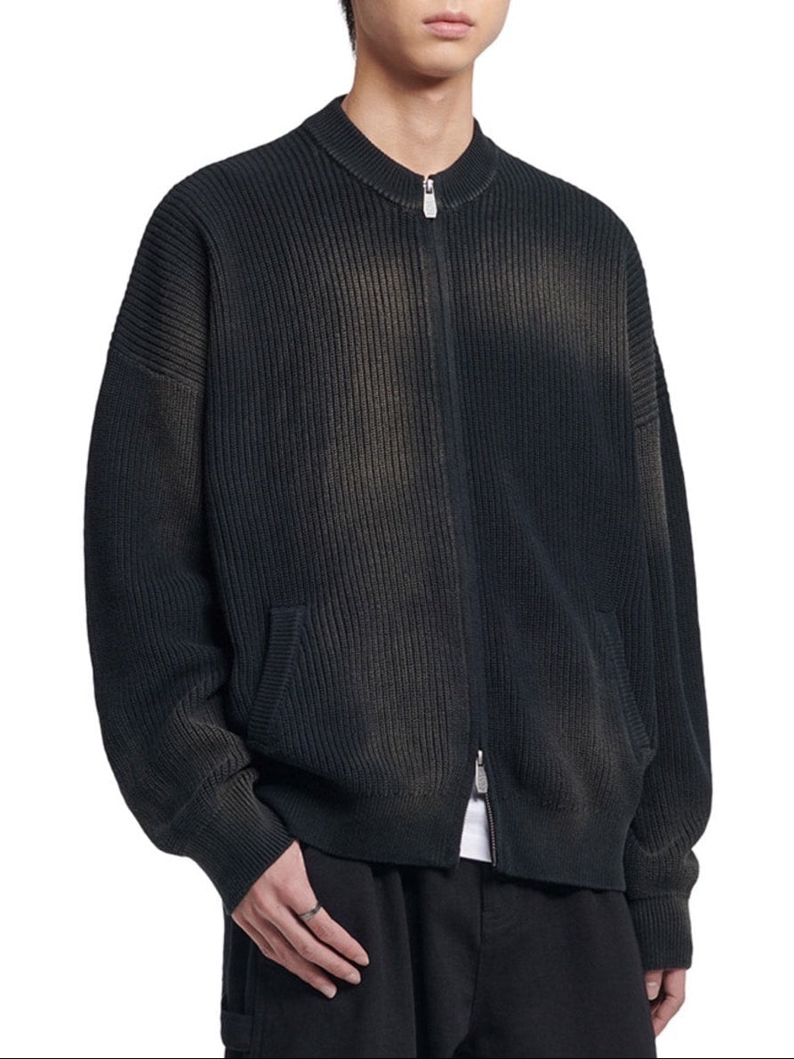 【NOMANUAL】SPRAY DYEING KNIT ZIP-UP