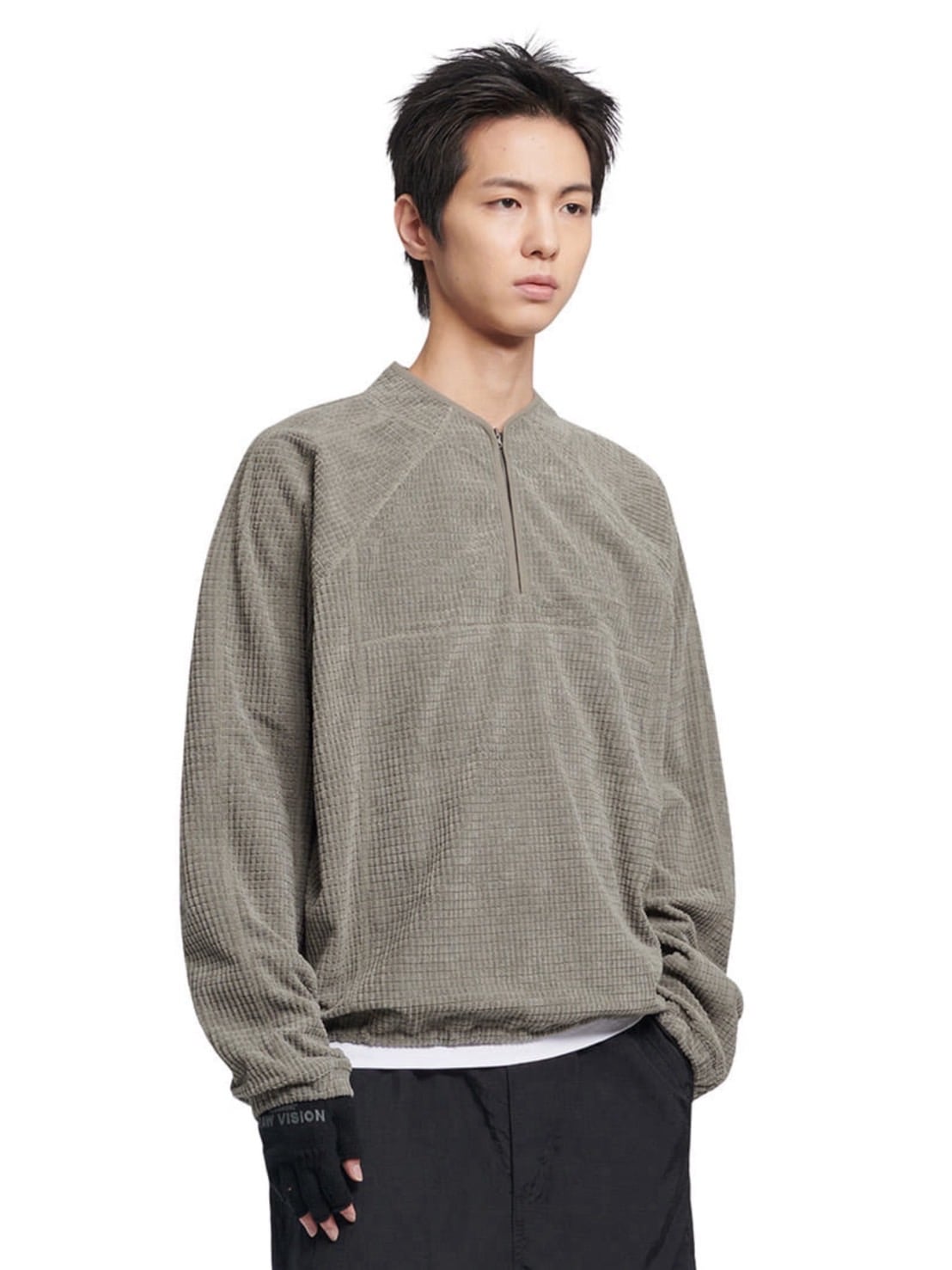 【NOMANUAL】HEAVY WAFFLE HALF ZIP-UP