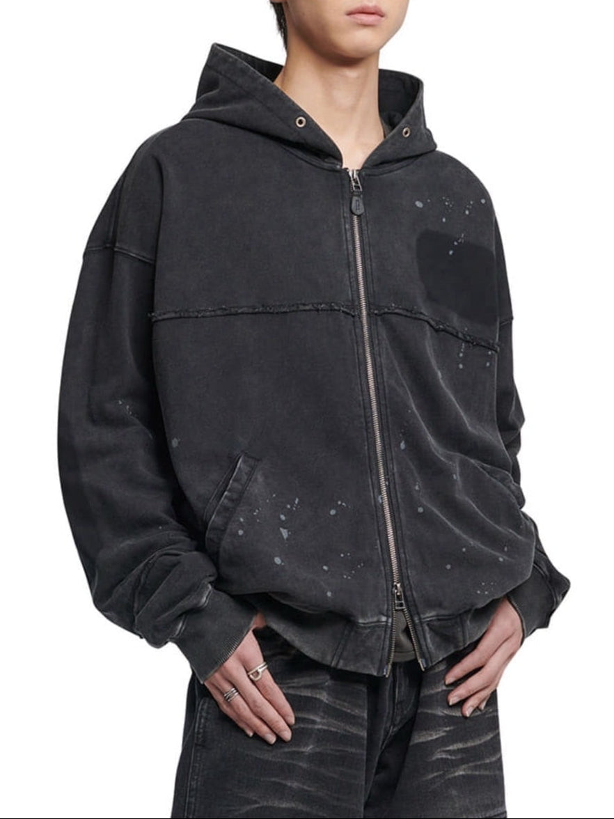 【NOMANUAL】DETACHED PATCH HOODED ZIP-UP