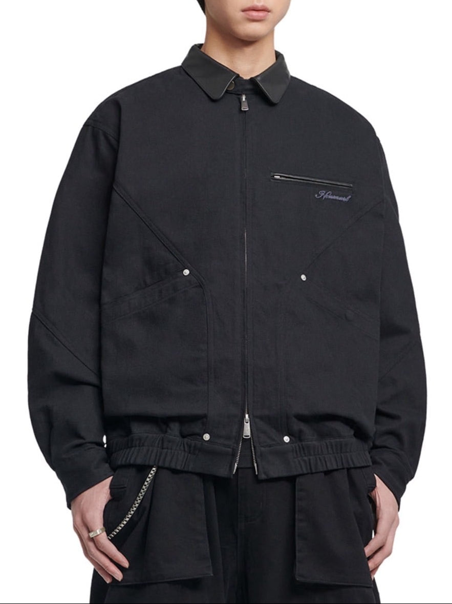 【NOMANUAL】VINTAGE LEATHER COLLAR WORK JACKET