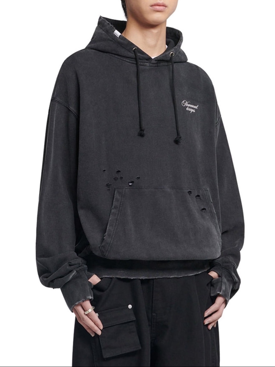 【NOMANUAL】DAMAGED HOODIE