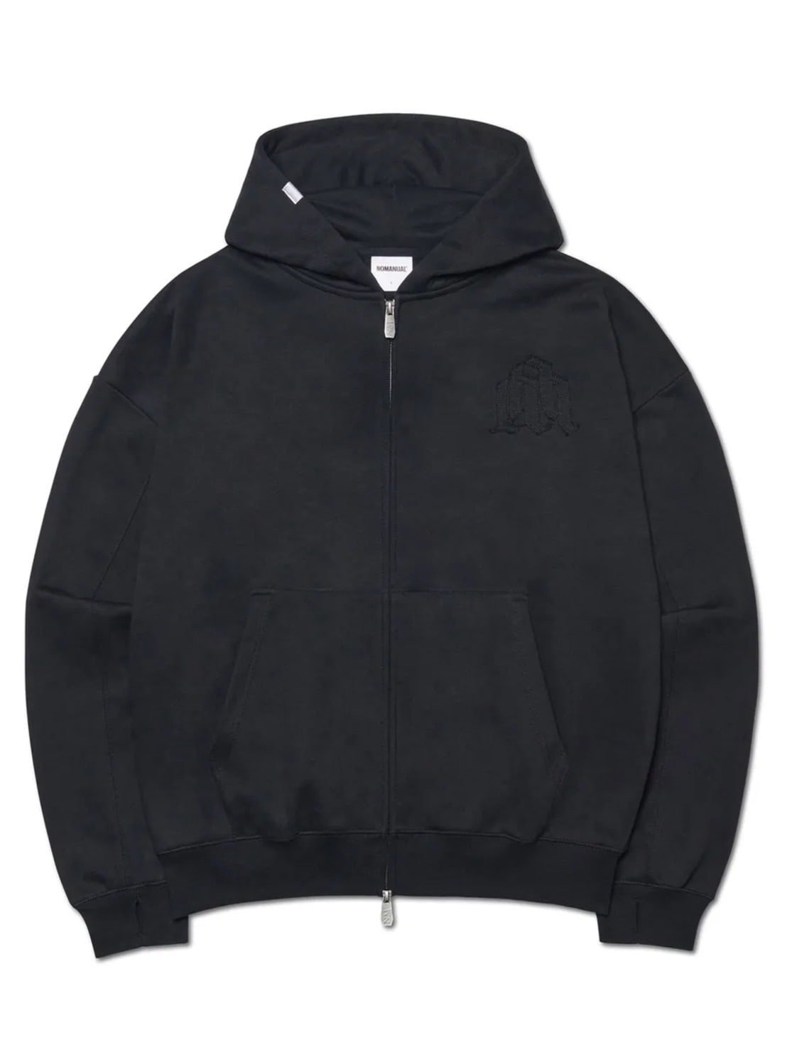 【NOMANUAL】OVERLAY LOGO HOODED ZIP-UP