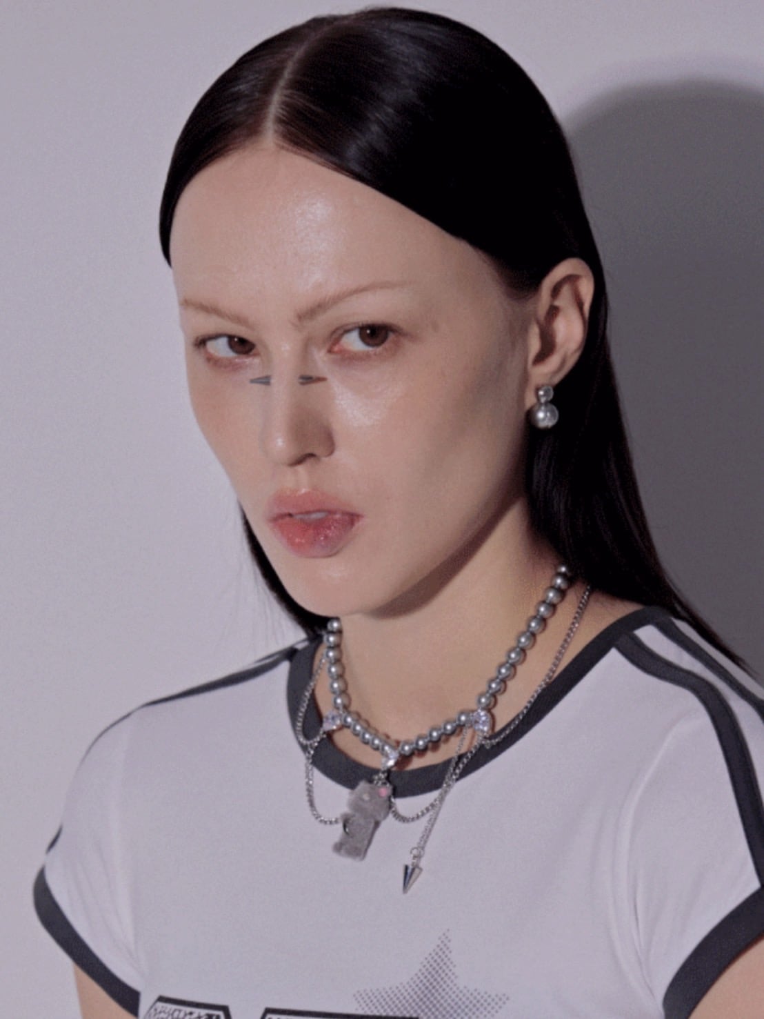 【PEG LEG】mascot silver chain pearl layered necklace