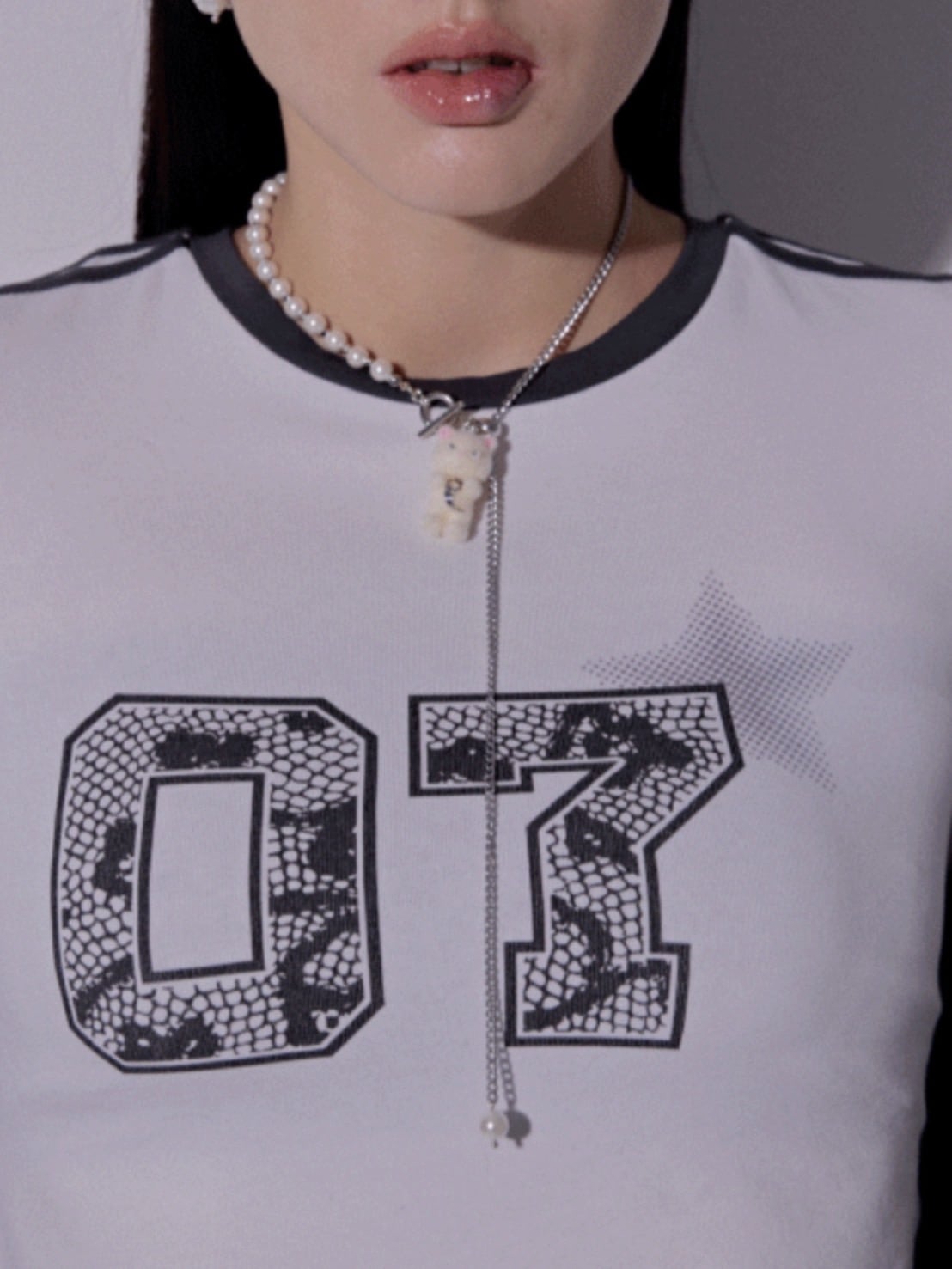 【PEG LEG】mascot switch pearl chain necklace