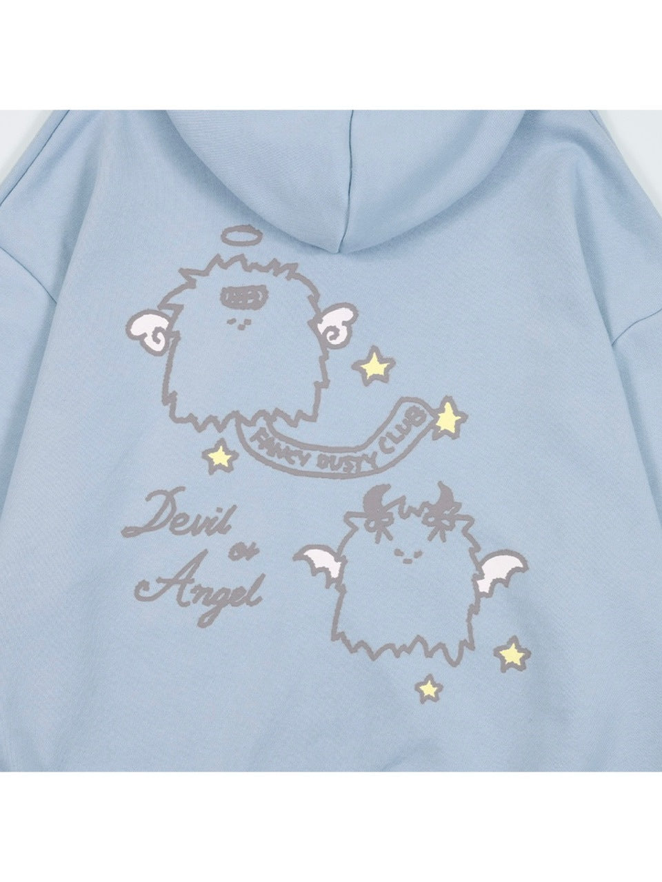 【FANCY X DUSTY】DEVIL & ANGEL PRINTED HOODED ZIP-UP / 【ファンシー X ダスティ】デビル＆エンジェルプリントフードジップパーカー