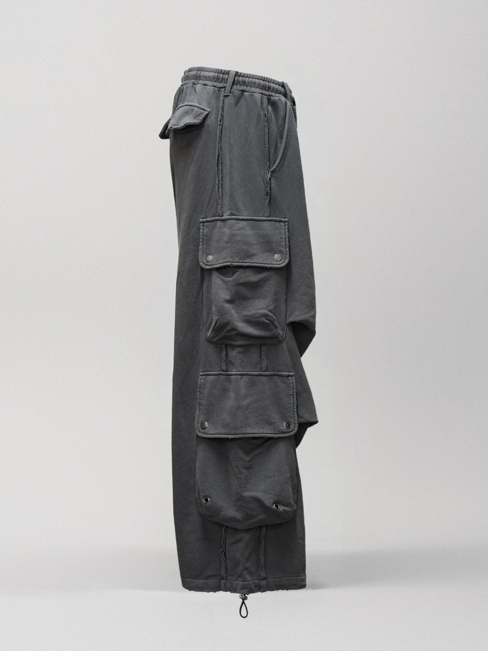 【CHIKASHITSU PLUS HIGH】4 pocket dirty wash sweat cargo pants (charcoal) / 【チカシツプラスハイ】マルチポケットダーティーウォッシュスウェットカーゴパンツ