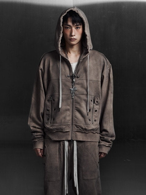 【Rosen Kreuz】EYELET EDGE Set-Up ZIP-UP HOODIE