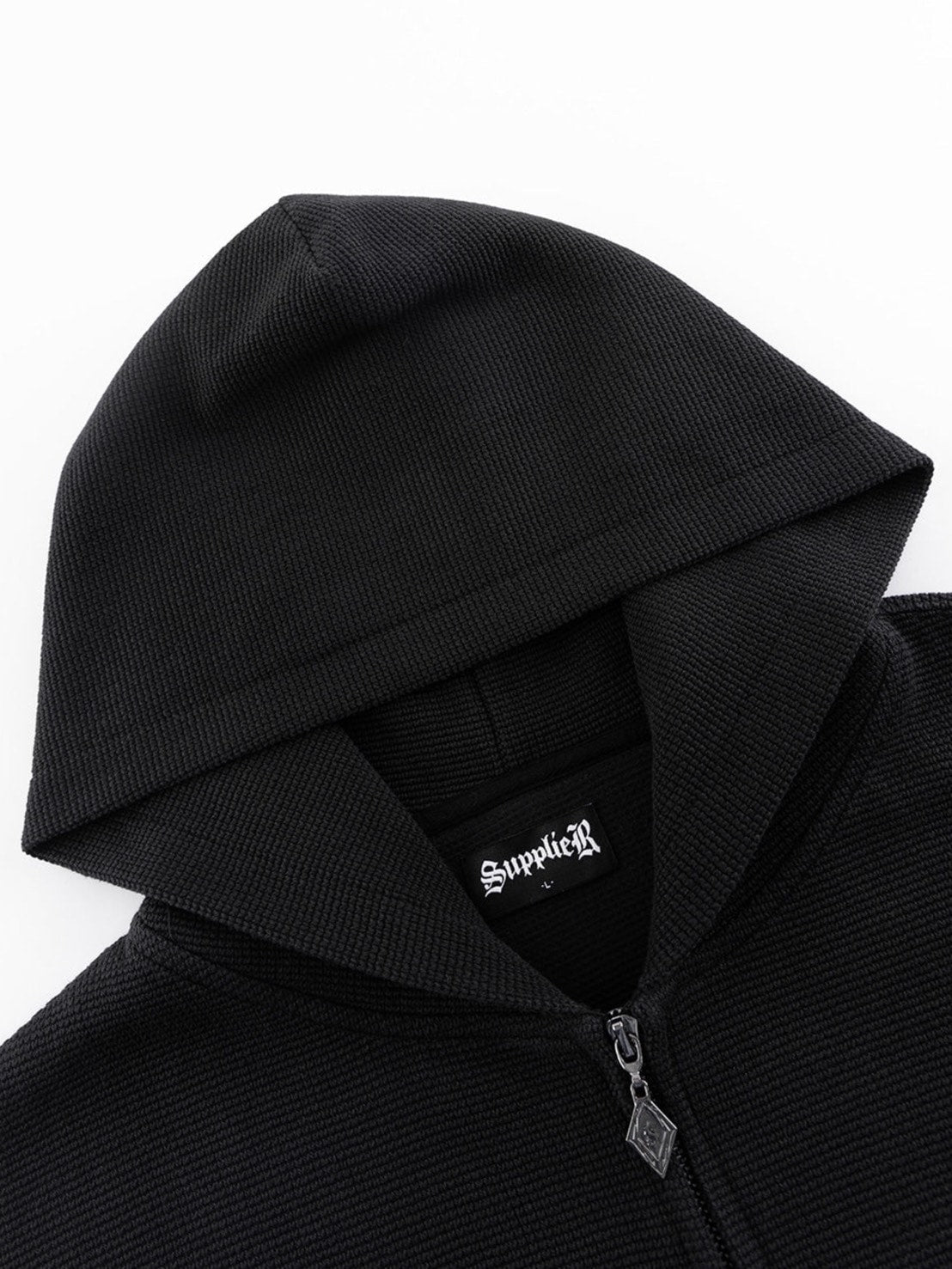 SUPPLIER】Cross Leather Patch Thermal Zip Hoodie – PRESSING WEB SHOP