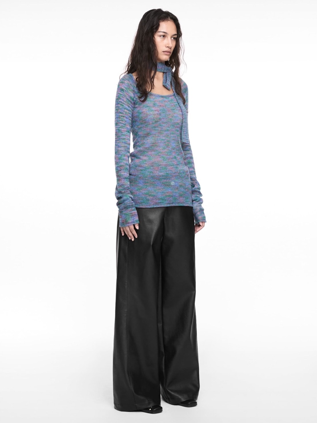 【NACHE】FOLDED WIDE PANTS (UNISEX) LEATHER