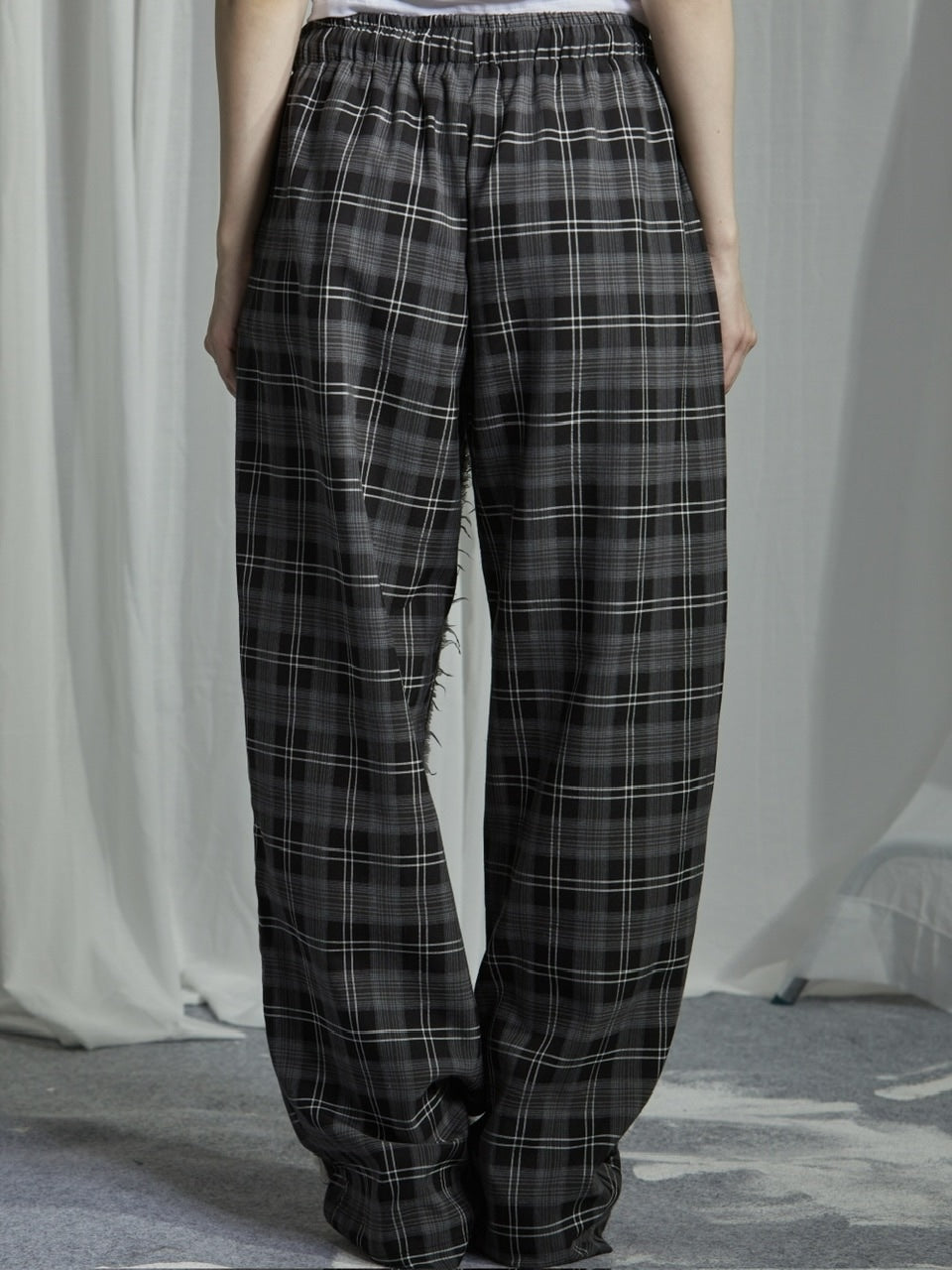 【GATELESS】DAMAGE DENIM PATICHWORK CHECK PANTS / 【ゲートレス】ダメージデニムパッチワークチェックパンツ