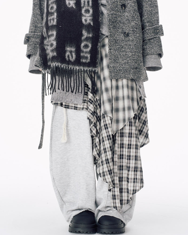 【Nerd out XU】asymmetry check skirt / 【ナードアウトエックスユー】アシンメトリーチェックスカート