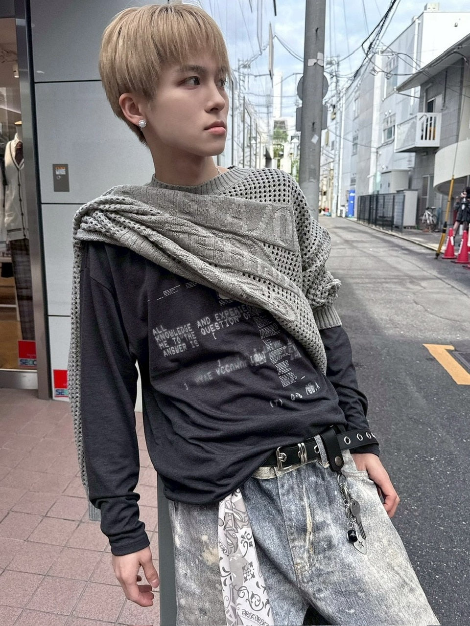 受注制【nmtc +】loose fit one shoulder long sleeve / 【エヌエムティーシープラス】ルーズフィットワンショルダー長袖Tシャツ (2color)