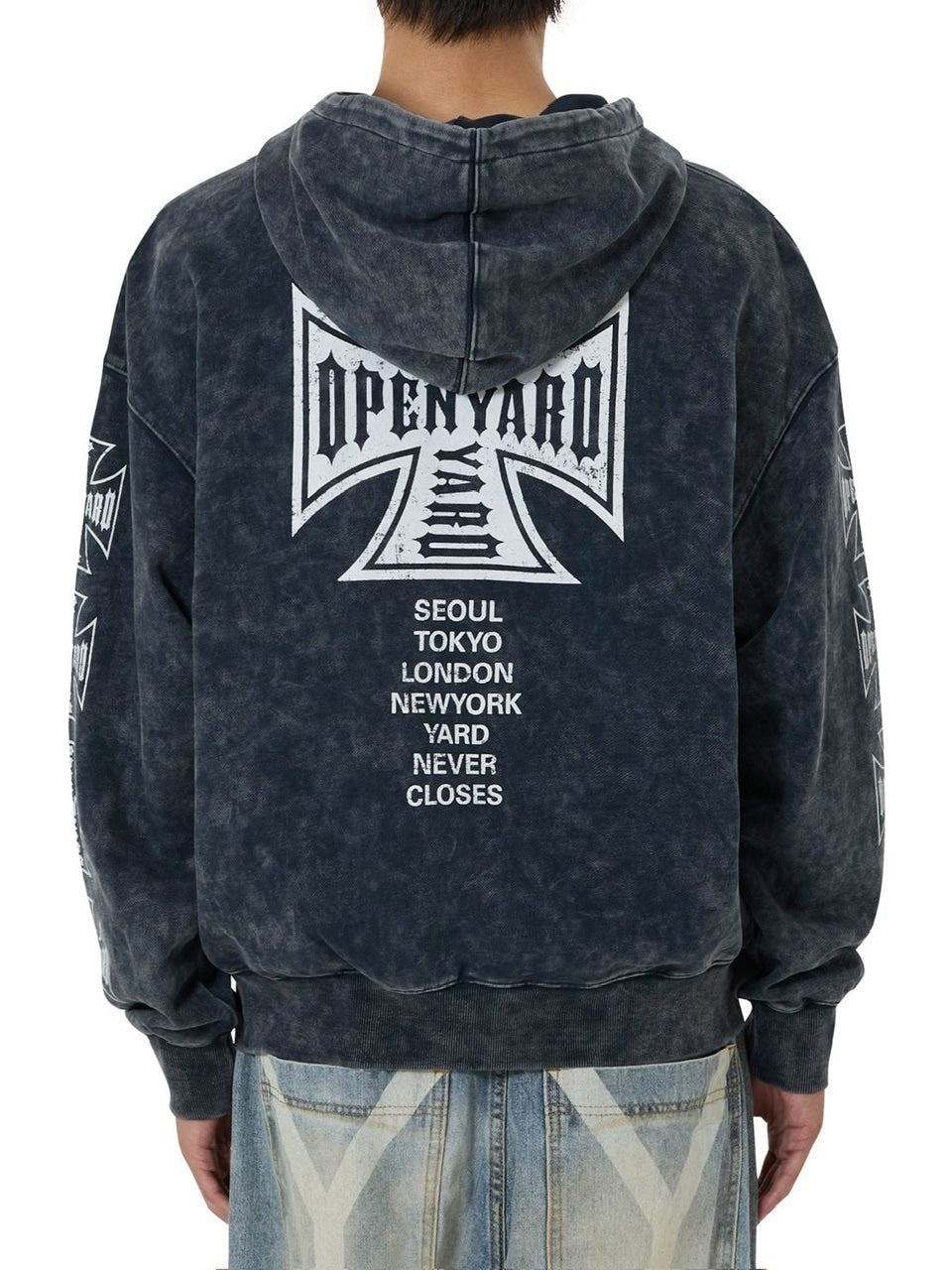 【OY】CROSS FADE WASHED HOODIE ZIP UP