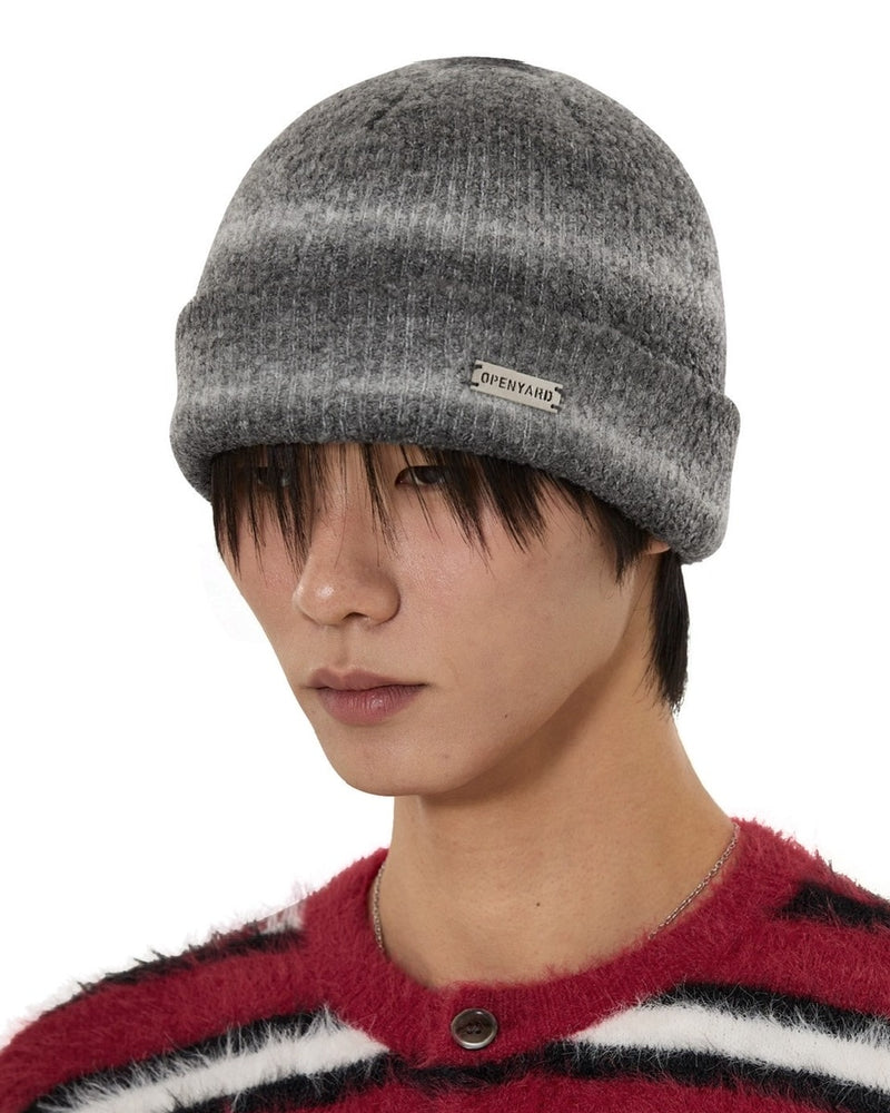 【OY】HAIRY GRADIENT STRIPED BEANIE
