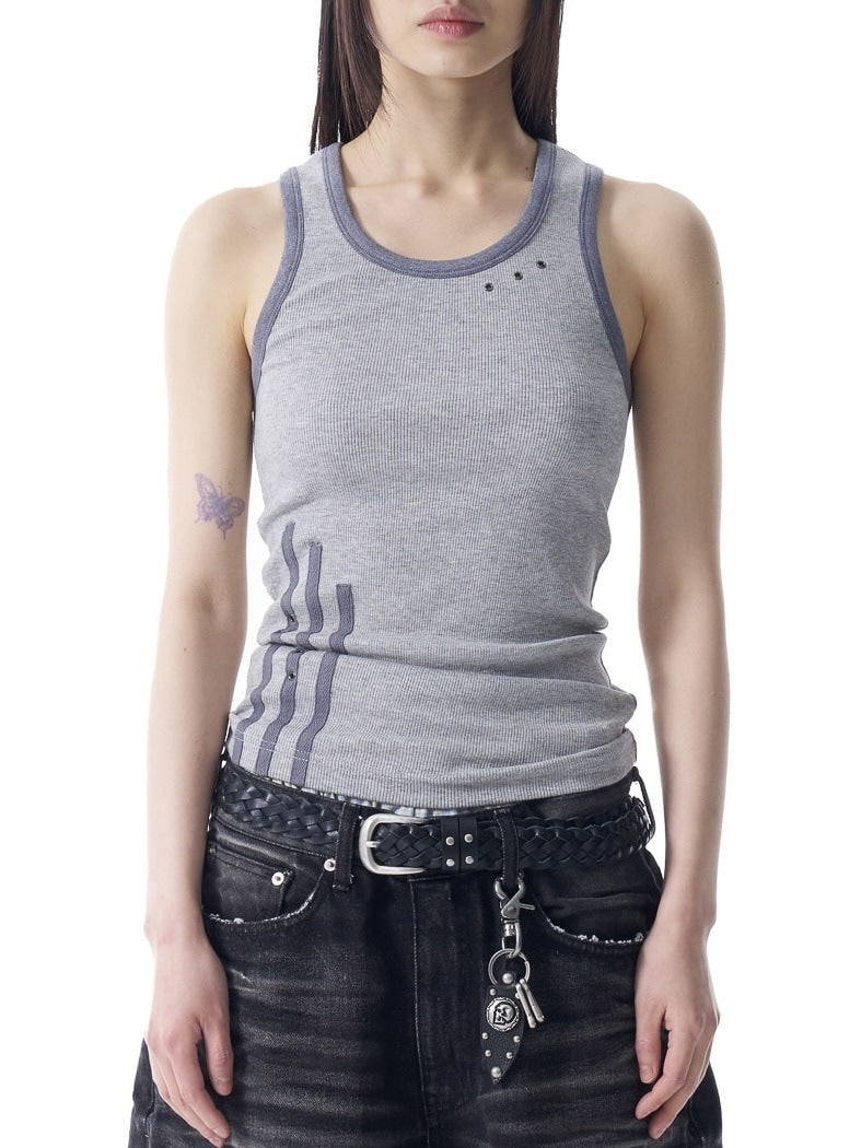 【AAKAM】3-Lined Eyelet Sleeveless