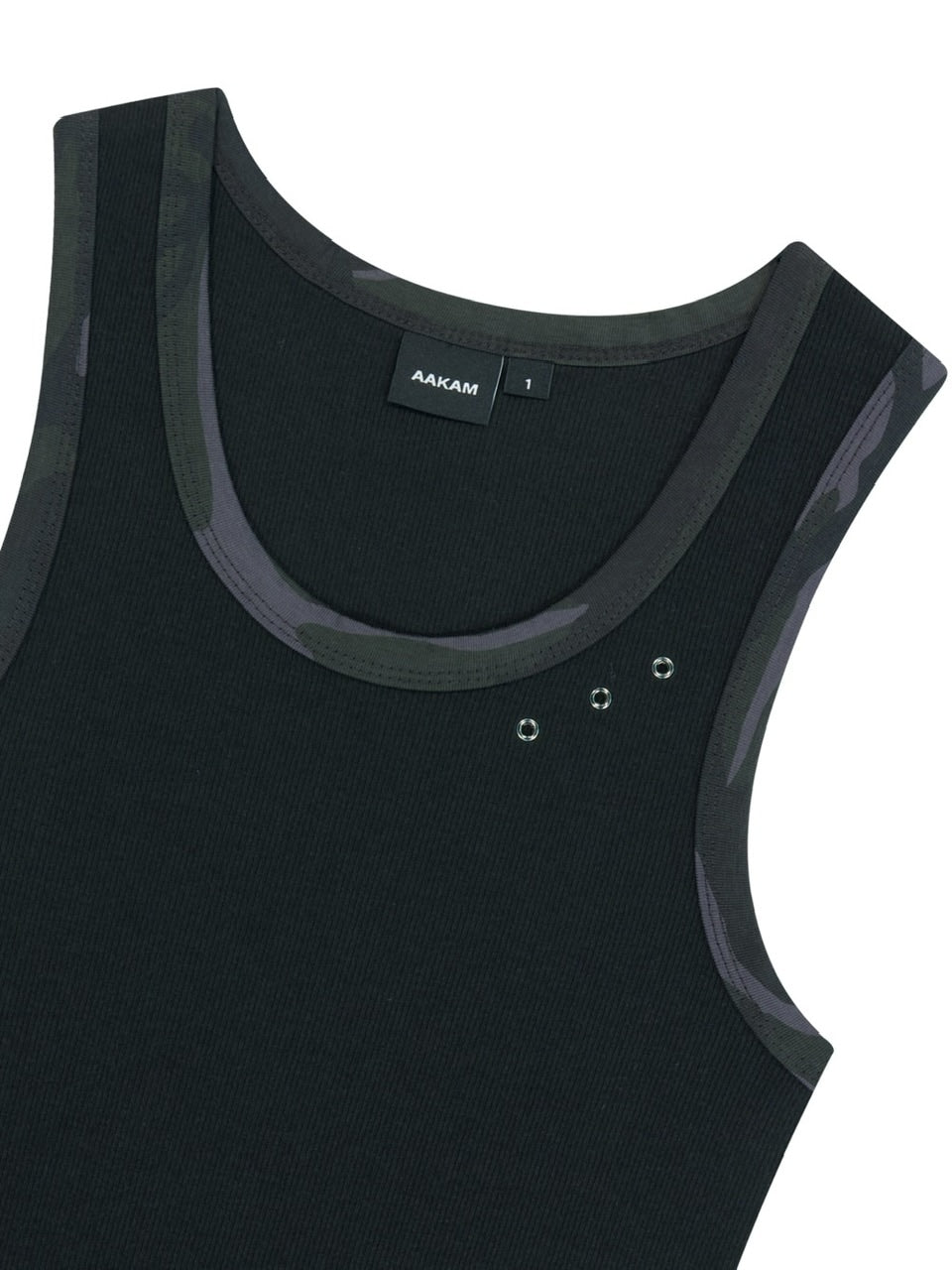 【AAKAM】Eyelet Contrast Camo Sleeveless