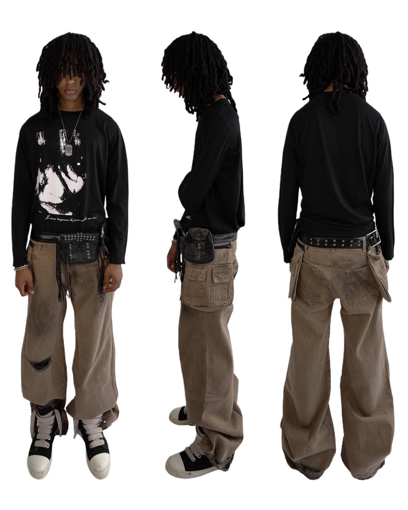 【haveyoudiedbefore?】Grove Tan Denim Pants / 【ハブユーダイドビフォー】ダーティーポケットデニムパンツ