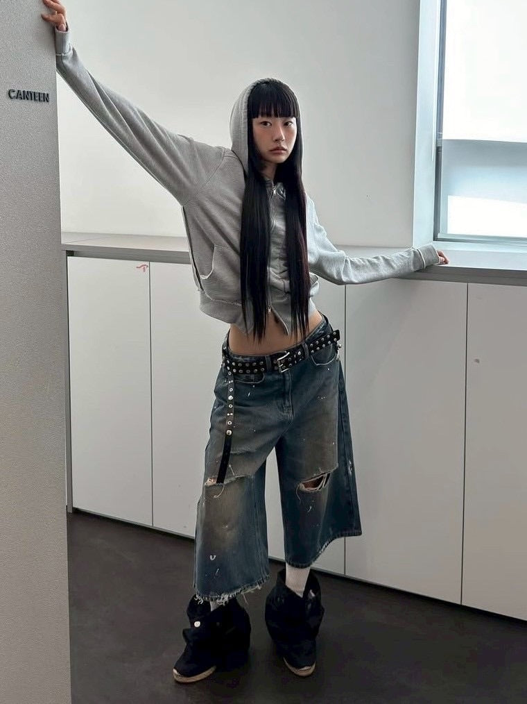 【LCDC】SHIRRING DETAIL ZIP-UP HOODIE / 【エルシーディーシー・ティーエム】シャーリングディティールジップアップパーカー