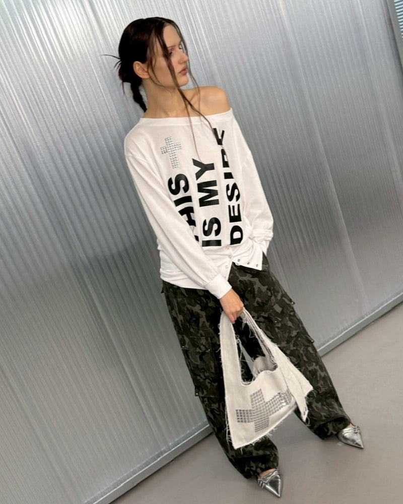 【SETUP‐EXE】BOLD LETTERING LOOSE TOP / 【セットアップエグゼ】ボールドレタリングルーズ長袖Ｔシャツ