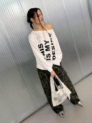 【SETUP‐EXE】BOLD LETTERING LOOSE TOP / 【セットアップエグゼ】ボールドレタリングルーズ長袖Ｔシャツ