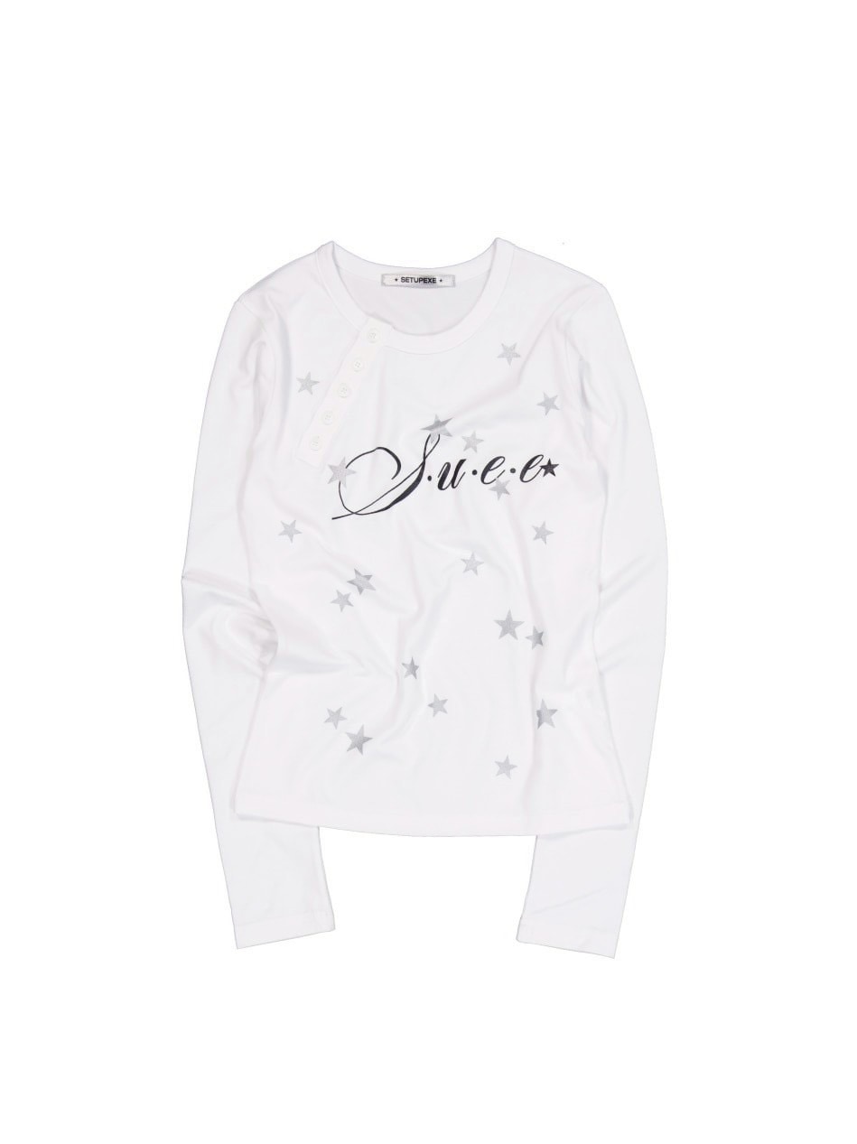 【SETUP‐EXE】STAR HENLEY NECK TOP / 【セットアップエグゼ】スターヘンリーネック長袖Ｔシャツ