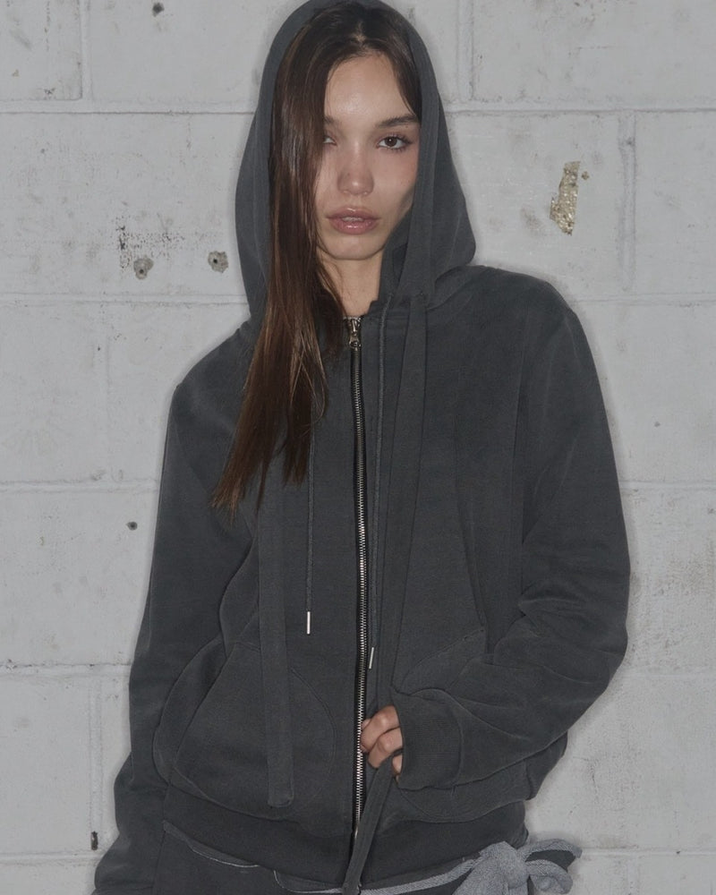 【FANCY CLUB】DYE-WASH LAYERED HOODED ZIP-UP / 【ファンシークラブ】ダイウォッシュレイヤードジップアップパーカー