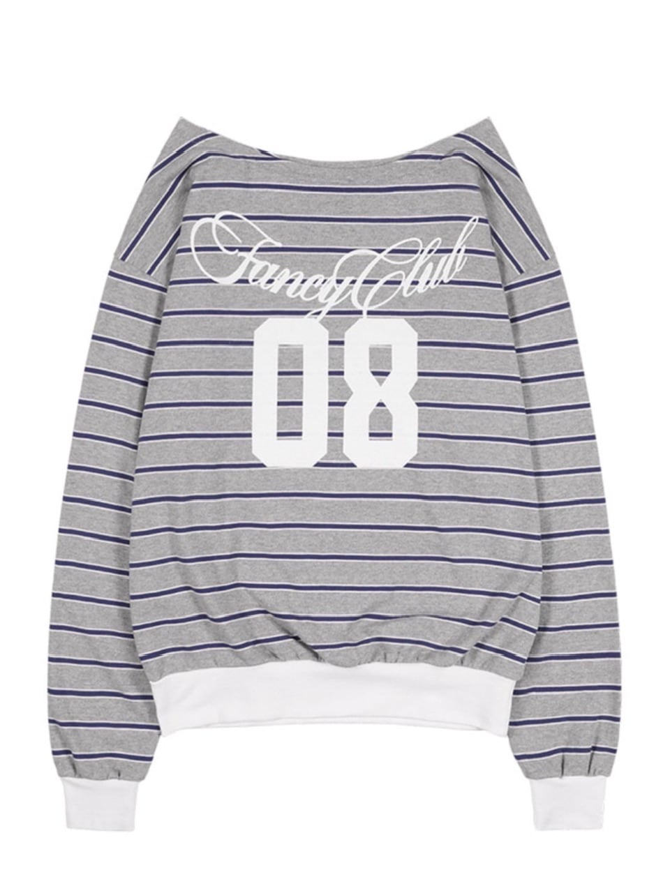 【FANCY CLUB】STRIPE ONE-SHOULDER SWEATSHIRT / 【ファンシークラブ】ストライプワンショルダースウェット長袖Ｔシャツ