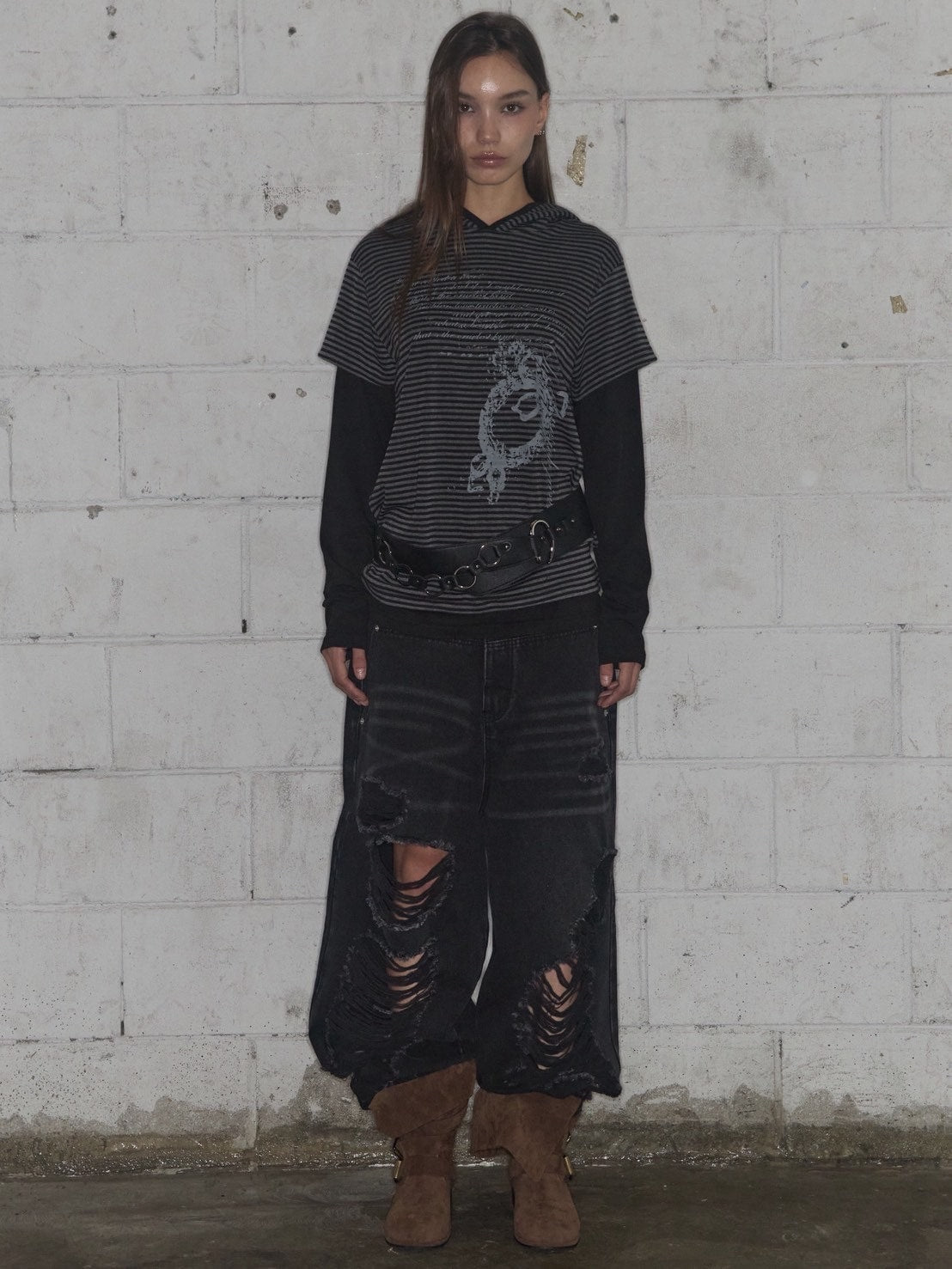 【FANCY CLUB】STRIPE LAYERED HOODIE / 【ファンシークラブ】ストライプレイヤードフーディー