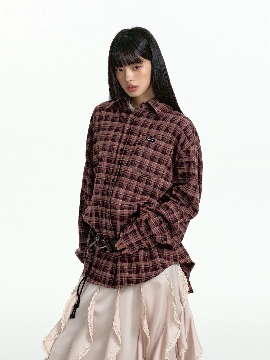 【TGNS】Two-Tone Loose Plaid Shirt / 【ツーガンズ】オーバーサイズルーズチェックシャツ