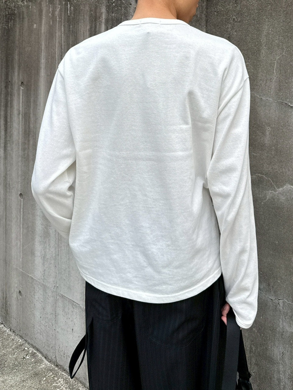 受注制【Chikashitsu +】double button henry neck long sleeve tee / 【チカシツプラス】ダブルボタンヘンリーネック長袖Tシャツ (4color)