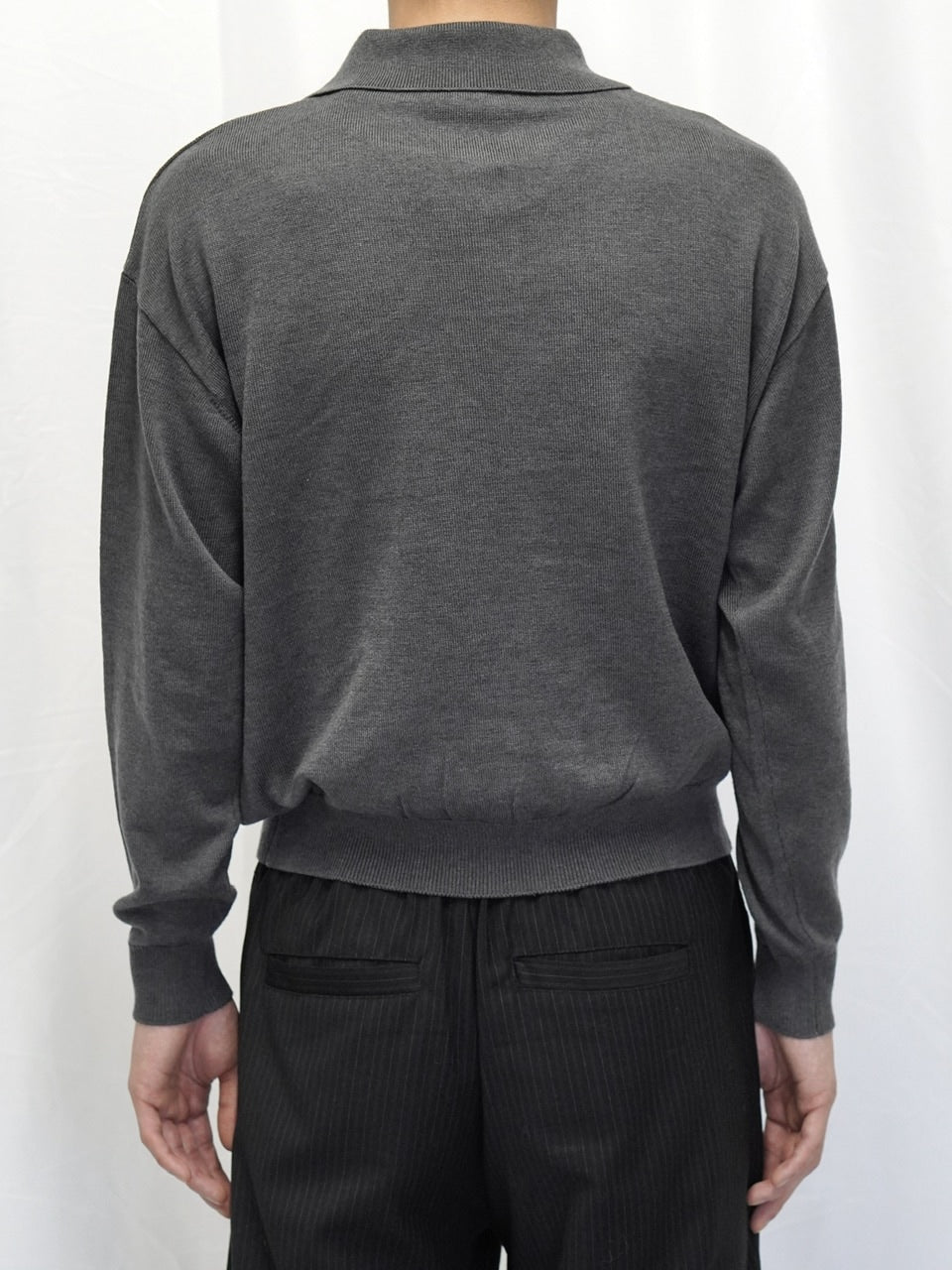 【CS】wool touch knit polo (charcoal) / 【シーエス】ウールタッチニットポロ