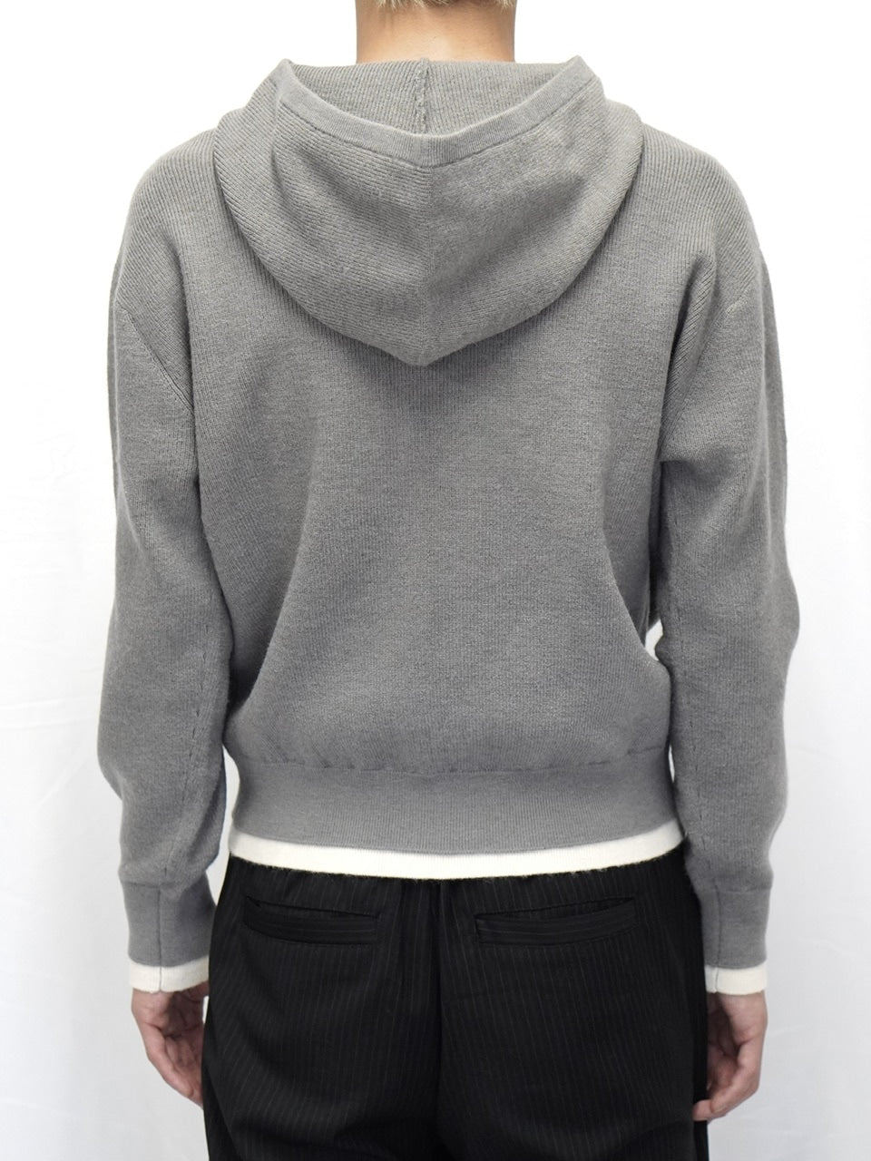 【CS】layered knit zip hoodie (gray) / 【シーエス】レイヤードニットジップフーディー