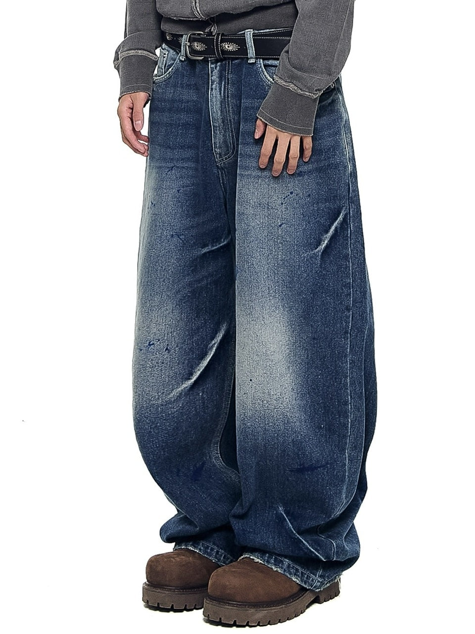 【AAKAM】Paint Washed Denim Pants