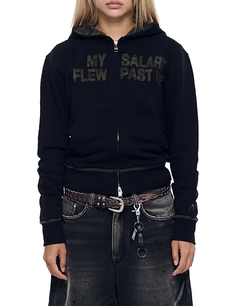 【AAKAM】Contrast Patch Zip-Up Hoodie